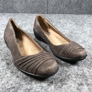 Life Stride Loafers Womens Size 7 M Slip‎ On Low Wedge Suede Comfort Memory Foam